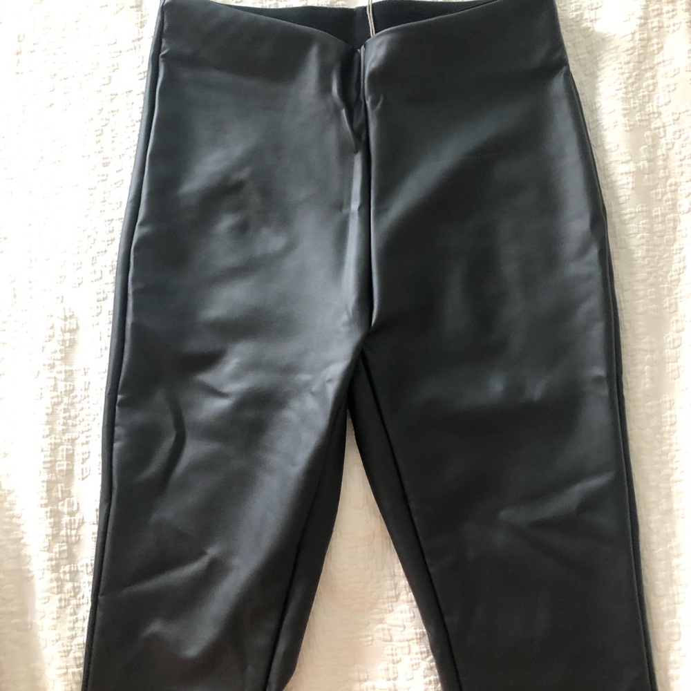 High Waisted Black Faux- Leather Leggings